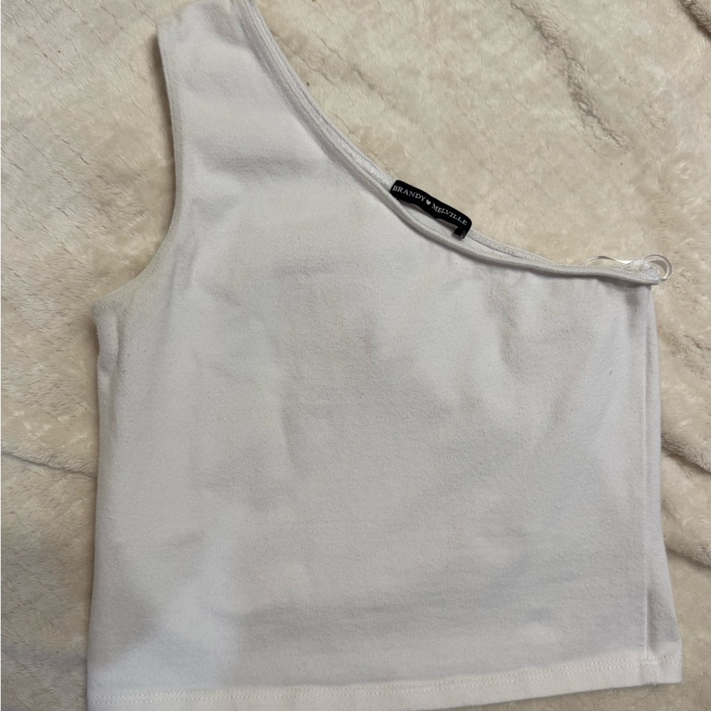Brandy Melville White Asymmetrical Crop Top